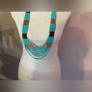 Express necklace turquoise with gold brown and black accents